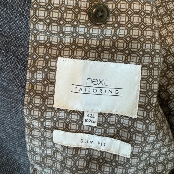 Next Tailoring Elbow Patch Blazer Wool Blend Mens 42L Slim Fit - Picture 6 of 7